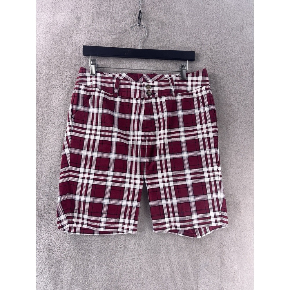 Loudmouth Ladies Golf Shorts Womens Size 6 Red Plaid Stretch‎ Preppy Retro